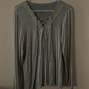 AE Soft & Sexy Lace Up Long Sleeve Tee